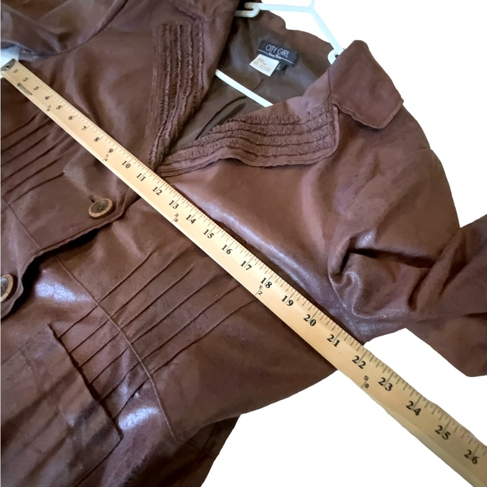 City Girl Nancy Bolen Jacket Brown Faux Leather Lightweight Fully Lined Large - Picture 7 of 12